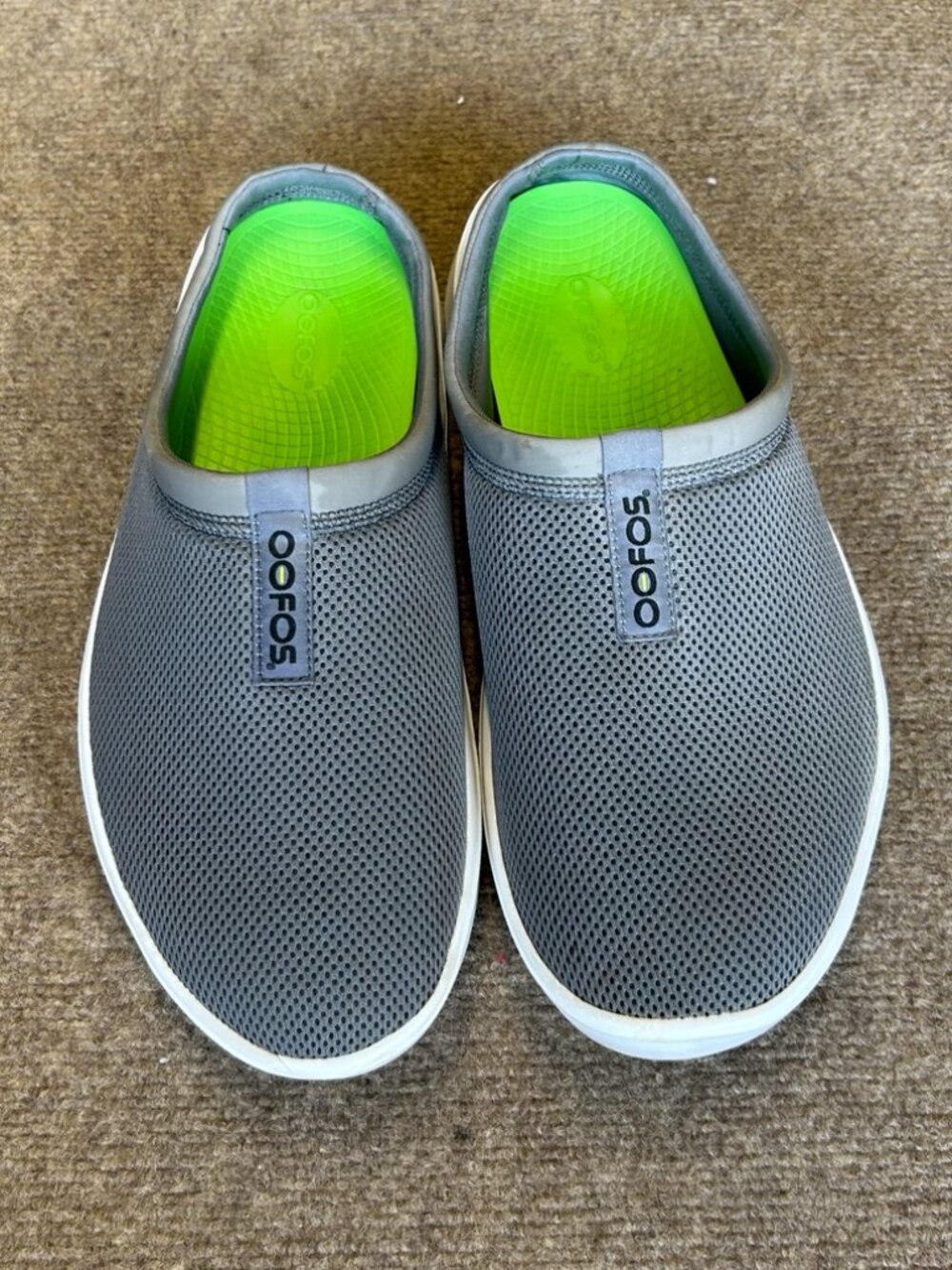 OOFOS Men’s 12 Gray Slip On Recovery Shoes Clogs EU 45